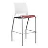 SitOnIt Lumin 4 Leg Stool | Vinyl Seat, Plastic Back | Arms or No Arm Stools SitOnIt Arctic Plastic Vinyl Color Ruby Silver Frame