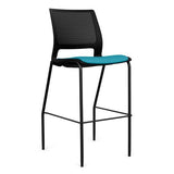 SitOnIt Lumin 4 Leg Stool | Vinyl Seat, Plastic Back | Arms or No Arm Stools SitOnIt Black Plastic Vinyl Color Antigua Black Frame