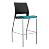 SitOnIt Lumin 4 Leg Stool | Vinyl Seat, Plastic Back | Arms or No Arm Stools SitOnIt Black Plastic Vinyl Color Antigua Silver Frame