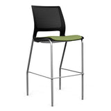 SitOnIt Lumin 4 Leg Stool | Vinyl Seat, Plastic Back | Arms or No Arm Stools SitOnIt Black Plastic Vinyl Color Moss Silver Frame