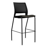 SitOnIt Lumin 4 Leg Stool | Vinyl Seat, Plastic Back | Arms or No Arm Stools SitOnIt Black Plastic Vinyl Color Onyx Black Frame