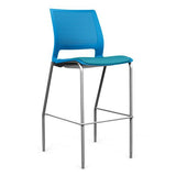 SitOnIt Lumin 4 Leg Stool | Vinyl Seat, Plastic Back | Arms or No Arm Stools SitOnIt Pacific Plastic Vinyl Color Antigua Silver Frame