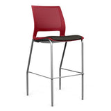 SitOnIt Lumin 4 Leg Stool | Vinyl Seat, Plastic Back | Arms or No Arm Stools SitOnIt Red Plastic Vinyl Color Onyx Silver Frame