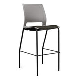 SitOnIt Lumin 4 Leg Stool | Vinyl Seat, Plastic Back | Arms or No Arm Stools SitOnIt Sterling Plastic Vinyl Color Onyx Black Frame