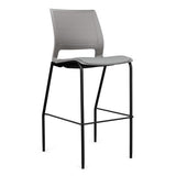 SitOnIt Lumin 4 Leg Stool | Vinyl Seat, Plastic Back | Arms or No Arm Stools SitOnIt Sterling Plastic Vinyl Color Platinum Black Frame