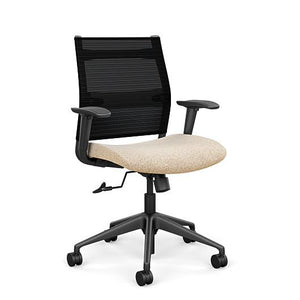 SitOnIt Wit Midback Desk Chair | Home Office Edition | Meshback Home Office SitOnIt Frame Color Black Mesh Color Onyx Striped Fabric Color Sandstorm