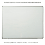 Steel Surface Magnetic Whiteboard With Aluminum Frame, 48"W x 36"H Magnetic Whiteboard Global Industrial 