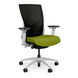 Torsa Highback White Frame Office Chair, Conference Chair, Computer Chair, Teacher Chair, Meeting Chair SitOnIt Mesh Color Onyx Fabric Color Apple 