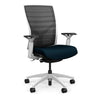 Torsa Highback White Frame Office Chair, Conference Chair, Computer Chair, Teacher Chair, Meeting Chair SitOnIt Mesh Color Onyx Striped Fabric Color Navy 