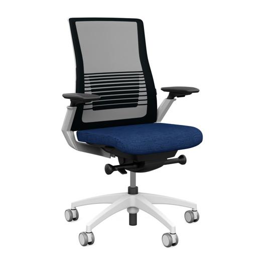 Vectra Highback Office Chair Office Chair, Conference Chair, Meeting Chair SitOnIt Mesh Color Onyx Fabric Color Marine White Frame
