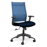 Wit Highback Office Chair Office Chair, Conference Chair, Teacher Chair SitOnIt Ocean Mesh Fabric Color Navy Carpet Castors